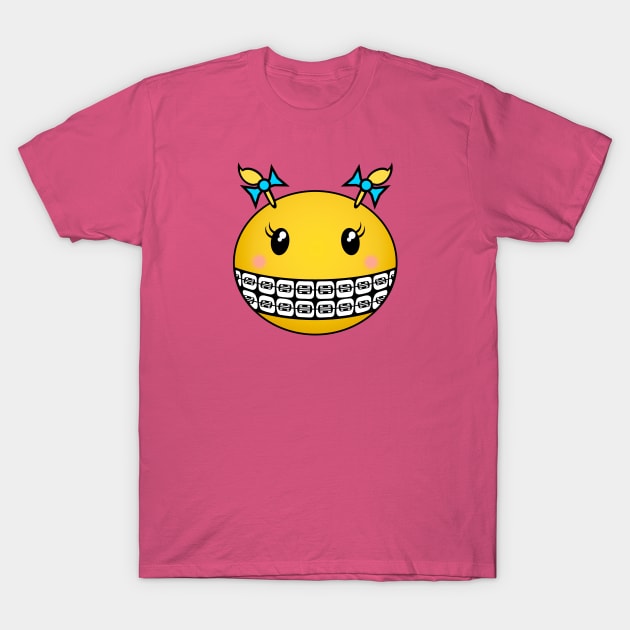 Girl Smiley - Blonde hair and braces T-Shirt by RawSunArt